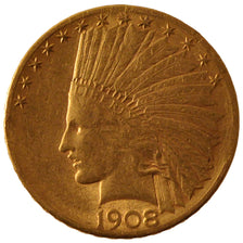 UNITED STATES, Indian Head, $10, Eagle, 1908, U.S. Mint, KM #130, EF(40-45),...