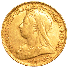 GREAT BRITAIN, 1/2 Sovereign, 1897, KM #784, AU(50-53), Gold, 3.99