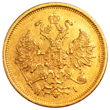 Russia, 5 Roubles, 1877, Saint-Petersburg, KM #Y#B26, AU(55-58), Gold, 6.55