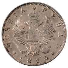 RUSSIA, Rouble, 1813, Saint-Petersburg, KM #130, AU(55-58), Silver, 20.80