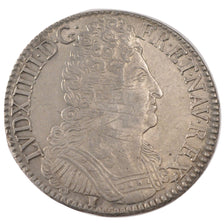 Coin, France, Louis XIV, Écu aux 3 couronnes, Ecu, 1712, Rennes, AU(50-53)