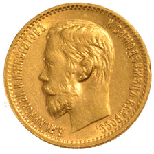 RUSSIA, 5 Roubles, 1898, St. Petersburg, KM #62, AU(50-53), Gold, 4.27