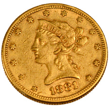 Stati Uniti, Coronet Head, $10, Eagle, 1881, U.S. Mint, Philadelphia, BB, Oro...