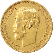 RUSSIA, 5 Roubles, 1901, St. Petersburg, KM #62, EF(40-45), Gold, 4.28