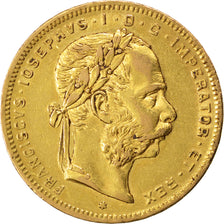 AUSTRIA, 8 Florins-20 Francs, 1876, KM #2269, AU(50-53), Gold, 6.44