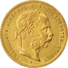 AUSTRIA, 8 Florins-20 Francs, 1887, KM #2269, AU(55-58), Gold, 6.46