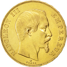 FRANCE, Napoléon III, 50 Francs, 1859, Strasbourg, KM #785.2, AU(50-53), Gold, G