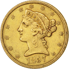 Etats-Unis, 5 Dollars Coronet Head 1857, KM 69