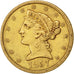 Stati Uniti, Coronet Head, $5, Half Eagle, 1857, New Orleans, BB, Oro, KM:69