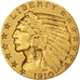 Stati Uniti, Indian Head, $5, Half Eagle, 1910, U.S. Mint, Denver, BB, Oro, K...