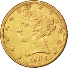 Etats-Unis, 5 Dollars Coronet Head 1882 Philadelphie, KM 101