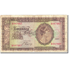 Banknote, Luxembourg, 20 Frang, 1943, 1943, KM:42a, VG(8-10)