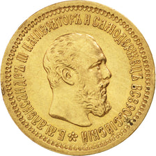 RUSSIA, 5 Roubles, 1889, St. Petersburg, KM #42, EF(40-45), Gold, 6.45