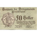 Geldschein, Österreich, Ernstbrunn, 50 Heller, Blason, 1921 UNZ- Mehl:FS 183a