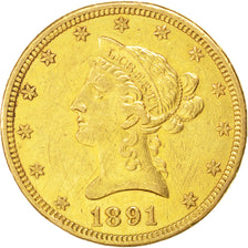 Etats-Unis, 10 Dollars Coronet Head 1891 Carson City, KM 102