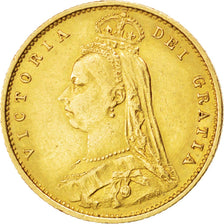 GREAT BRITAIN, 1/2 Sovereign, 1887, London, KM #766, EF(40-45), Gold, 3.97