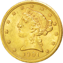 Stati Uniti, Coronet Head, $5, Half Eagle, 1901, U.S. Mint, San Francisco, SP...