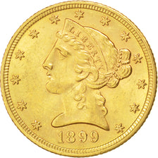 Etats Unis, 5 Dollars Coronet Head 1899 Philadelphie, KM 101