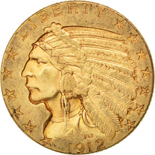 UNITED STATES, Indian Head, $5, Half Eagle, 1912, U.S. Mint, KM #129,...