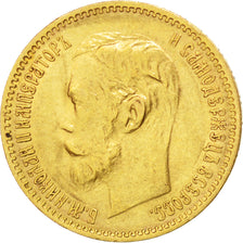 RUSSIA, 5 Roubles, 1901, St. Petersburg, KM #62, AU(50-53), Gold, 4.28