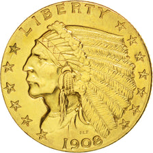 Stati Uniti, Indian Head, $2.50, Quarter Eagle, 1908, U.S. Mint, Philadelphia...