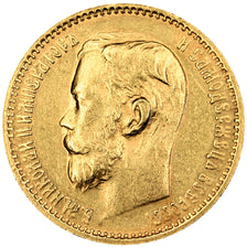 Russia, 5 Roubles, 1898, Saint-Pétersbourg, KM #19, AU(55-58), Gold, 4.28