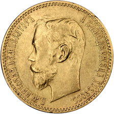 RUSSIA, 5 Roubles, 1900, St. Petersburg, KM #62, AU(50-53), Gold, 4.30