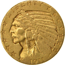 Stati Uniti, Indian Head, $5, Half Eagle, 1911, U.S. Mint, Philadelphia, BB,...