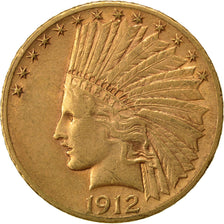 Coin, United States, Indian Head, $10, Eagle, 1912, U.S. Mint, Philadelphia