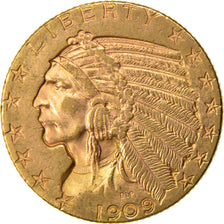 Stati Uniti, Indian Head, $5, Half Eagle, 1909, U.S. Mint, New Orleans, BB+,...