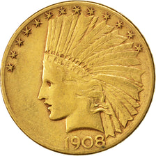 Stati Uniti, Indian Head, $10, Eagle, 1908, U.S. Mint, Denver, BB, Oro, KM:130