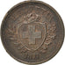 Moneta, Szwajcaria, Rappen, 1877, Bern, AU(50-53), Bronze, KM:3.1