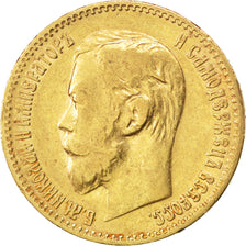 Russia, Nicholas II, 5 Roubles, 1898, St. Petersburg, BB, Oro, KM:62