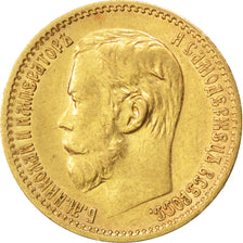 Russia, Nicholas II, 5 Roubles, 1898, St. Petersburg, BB+, Oro, KM:62