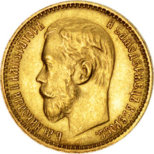 Münze, Russland, Nicholas II, 5 Roubles, 1899, St. Petersburg, SS+, Gold, KM:62