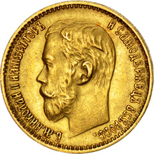 Munten, Rusland, Nicholas II, 5 Roubles, 1898, St. Petersburg, ZF+, Goud, KM:62