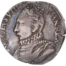 Munten, Frankrijk, Charles IX, Teston au col fraisé, 1575, Rouen, ZF, Zilver