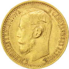 RUSSIA, 5 Roubles, 1899, St. Petersburg, KM #62, EF(40-45), Gold, 4.31