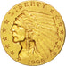 Stati Uniti, Indian Head, $2.50, Quarter Eagle, 1908, U.S. Mint, Philadelphia...