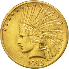 Stati Uniti, Indian Head, $10, Eagle, 1915, U.S. Mint, Philadelphia, BB+, Oro...