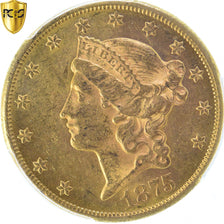 Stati Uniti, $20, Double Eagle, Liberty Head, 1875, Carson City, Oro, PCGS, SPL