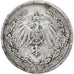 Alemanha, Wilhelm II, 1/2 Mark, 1906, Stuttgart, VF(30-35), Prata