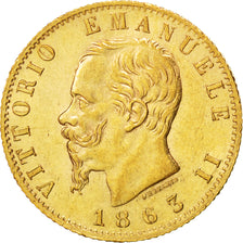 Italia, Vittorio Emanuele II, 20 Lire, 1863, Torino, SPL-, Oro, KM:10.1