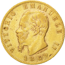 Italie, Victor Emmanuel II, 20 Lire, 1869 T, Turin, KM 10.1