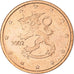 Finland, 2 Euro Cent, 2002, Mint of Finland, série FDC, UNC-, Copper Plated