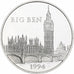 Francia, 100 Francs / 15 Écus, Big Ben, 1994, Monnaie de Paris, BE, Plata