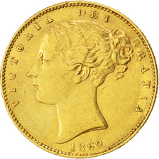 GREAT BRITAIN, Sovereign, 1869, KM #736.2, AU(50-53), Gold, 8.00