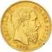 BELGIUM, 20 Francs, 20 Frank, 1870, KM #32, AU(55-58), Gold, 6.44