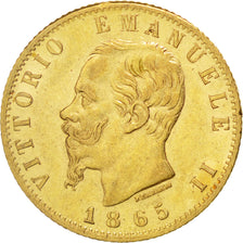 Italie, Victor Emmanuel II, 20 Lire, 1865 T, Turin, KM 10.1