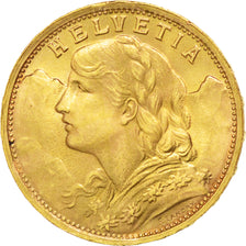 SWITZERLAND, 20 Francs, 1935, Bern, KM #35.1, AU(55-58), Gold, 6.43